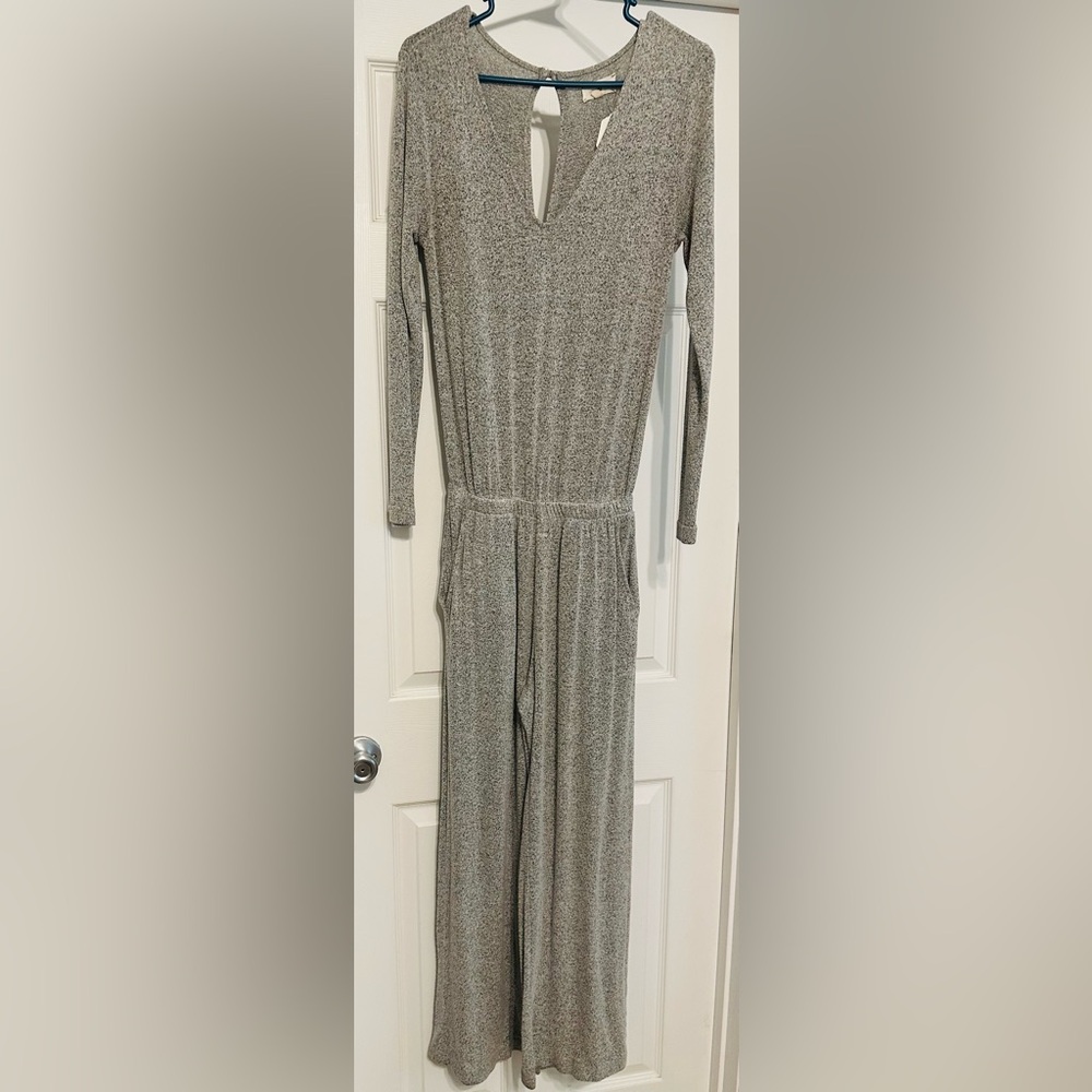 Lou and Grey Soft Blend Heathered Grey Longsleeved Jumpsuit